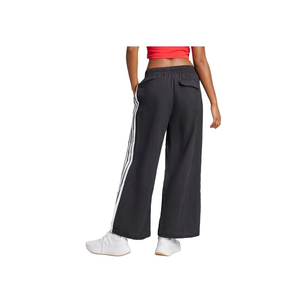 Adidas Womens Essentials 3-Stripes Lifestyle Woven Parachute Tracksuit Bottoms Black/White Women Streetwear JE1306