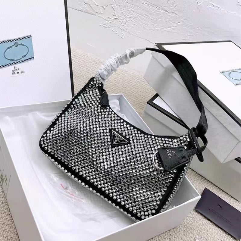 

P-brand Women s Czech Rhinestone Logo Handbags: Underarm, Handheld, Hobo Styles. 22x17x6 cm