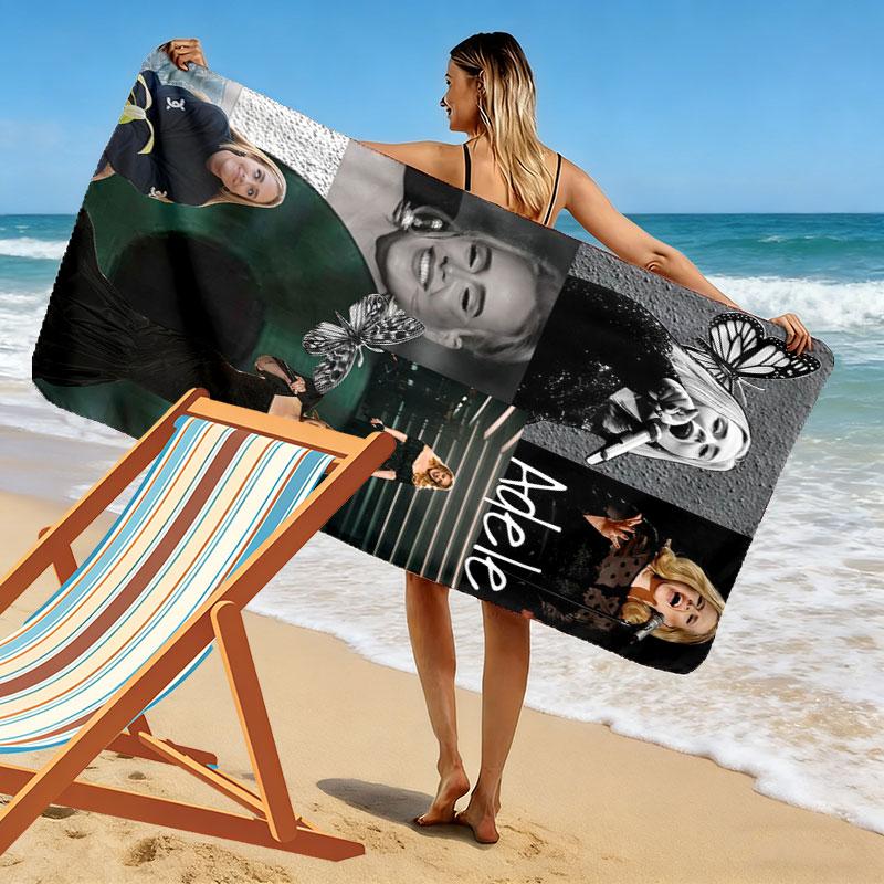 Adele Melody Print Beach Towel, Large Soft Quick Dry Towel for Beach Camping Swimming