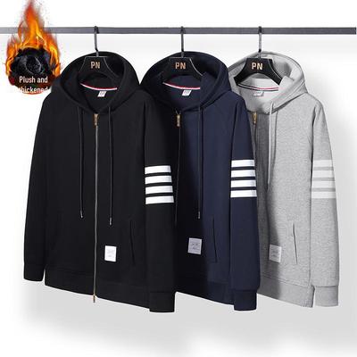 Chaqueta Deportiva Thom Brielle Plus de Terciopelo - Suéter de Pareja de Cuatro Barras, Grueso Cálido Casual a la Moda Top