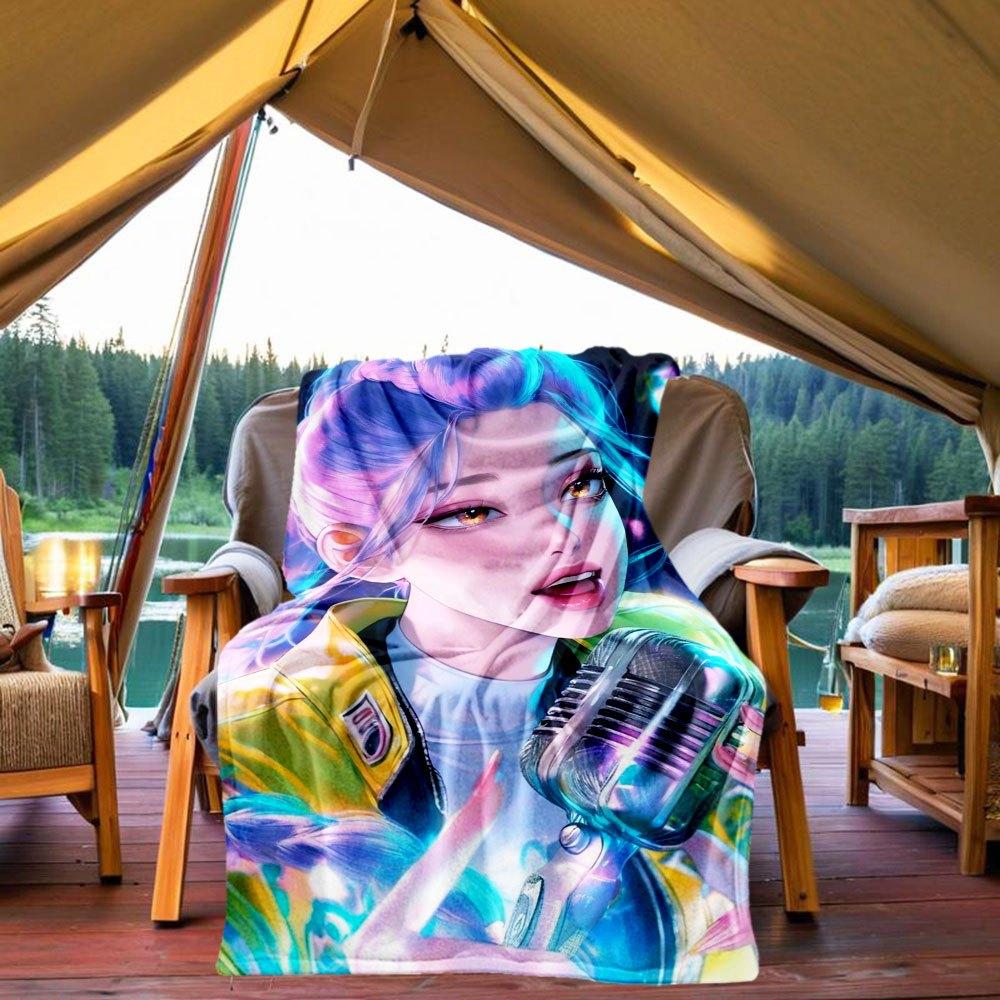 

Vibrant Neon Microphone Art Print Poster Blanket Lightweight Flannel Throw Blanket for Sofa, Bed, Travel, Camping, Livingroom, Office, Couc 130x150cm
