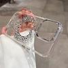 Luxury Diamond Love Heart Case for iPhone 16 Pro Max 16 Plus Transparent Acrylic Metal Cover for iPhone 13 12 11 14 15 Pro Max