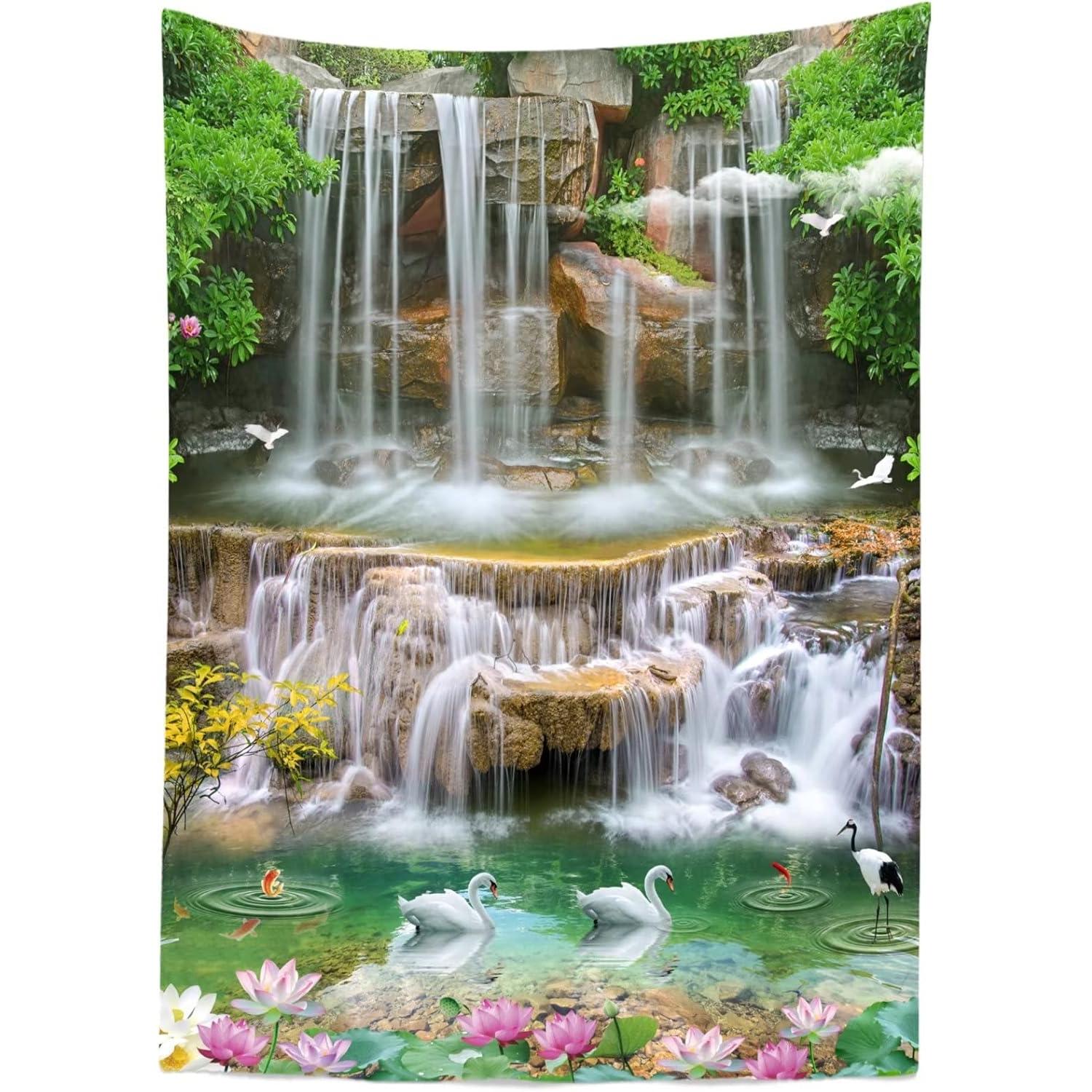 Tapestry waterfall Corfu wall nature 75x100