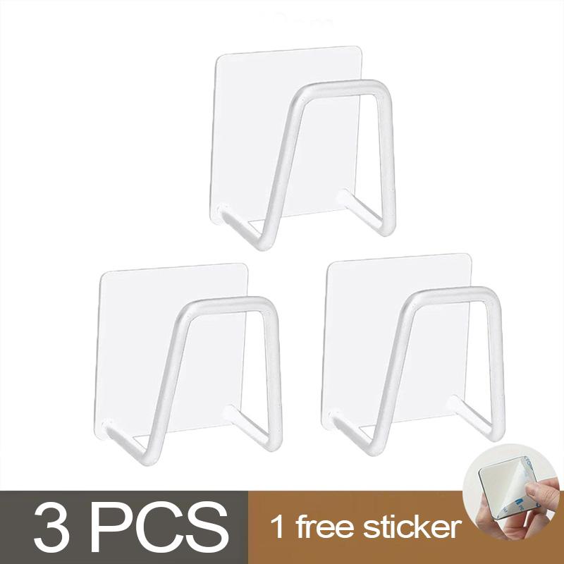 Kitchen Sponges Holder Stainless Steel Sink Sponges Drain Drying Rack Self Adhesive Storage Holder Wall Hooks Kitchen Organizer