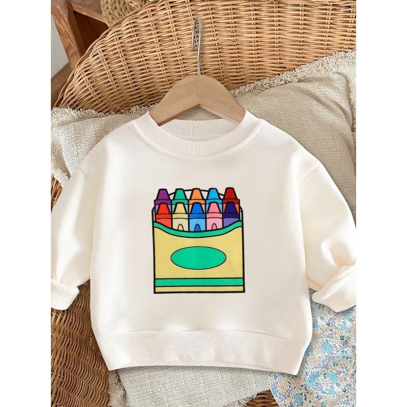 European sizes Bright Colored Printed Pattern, Comfortable and Skin Friendly for Kids, Versatile Round Neck Hoodie for Daily Use in Spring and Summer 110