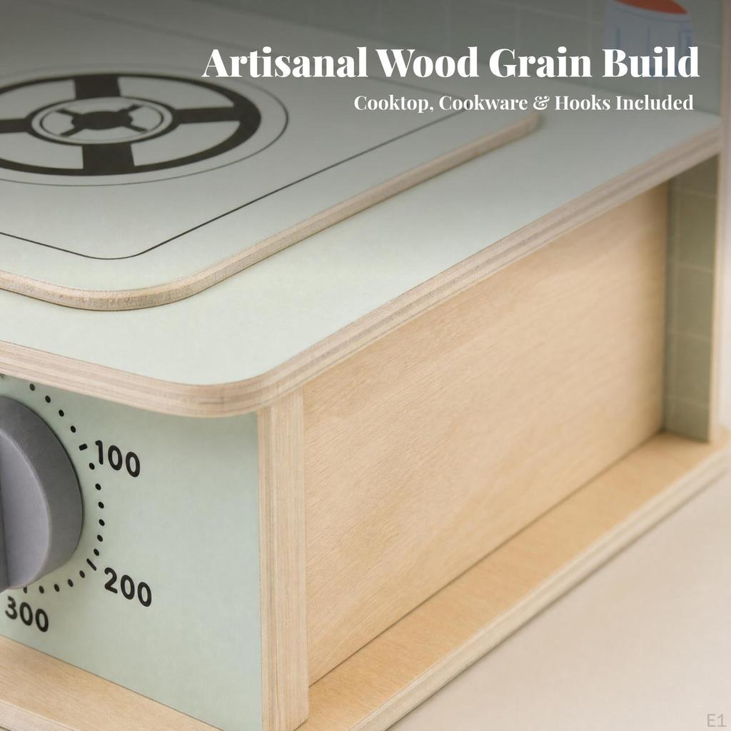 Wooden Play Kitchen with Accessories ChildFriendly Children's Pretend Cooking Center Interactive