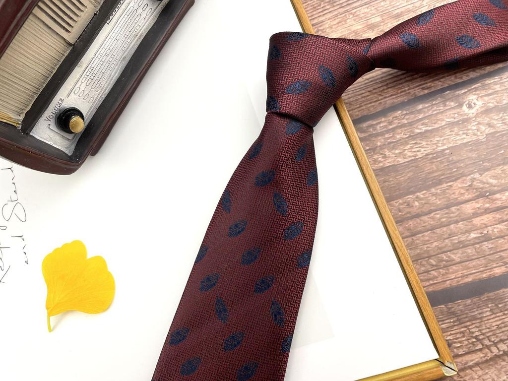 Men'S Retro Tie Dark Red Pattern British 8Cm High-End Formal Dress Casual, Professional Business Striped Wedding Tide