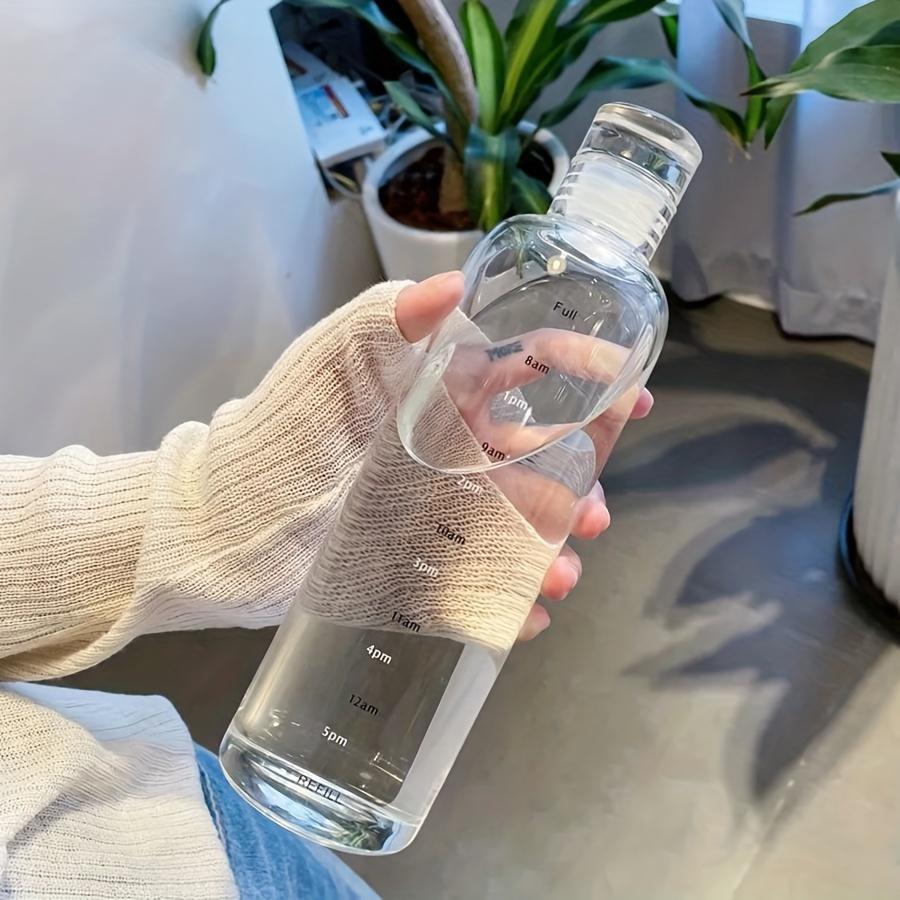 500 ml/16,9 oz průhledná plastová sportovní láhev na vodu ukazatel času nepropustný pohárek na mléko na džus Přenosný sportovní pohár do školní tělocvičny pro děti