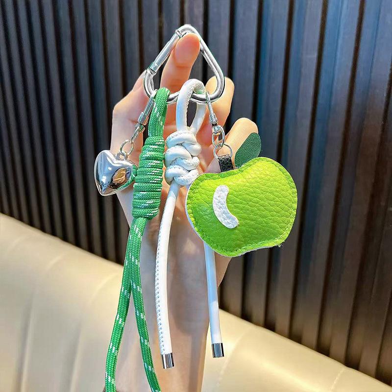 Yogodlns PU Leather Fruit Apple Backpack Pendant Fashion Accessories for Bag Hanging Decor
