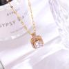 Korean Fashion Gold Square Diamond Pendant Necklace - Titanium Steel Clavicle Chain for Women
