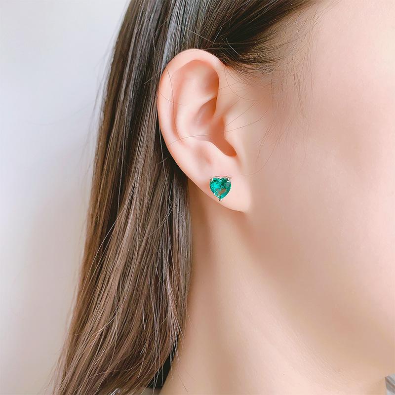 925 Sterling Silver Heart Zircon Piercing Stud Earrings Wedding Luxury Elegant Jewelry For Woman Wholesale Accessories