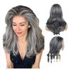 Synthetic Grey Long Layered Wigs for White Women Silver Curly Wig Natural Highlighter Hair Sexy Halloween Costume Wig