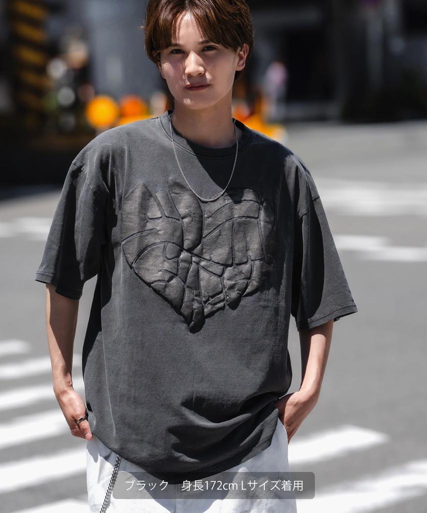 [VERBESSERT] [SEITENSTÄNDER] Drip Logo Herz Pigment Kurzarm-T-Shirt