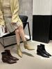 2025 Autumn New Pointed Elastic Soft Leather Thick Heel Short Boots Low Heel and Ankle Boots Fashion Boots Socks Boots Women's Shoes
