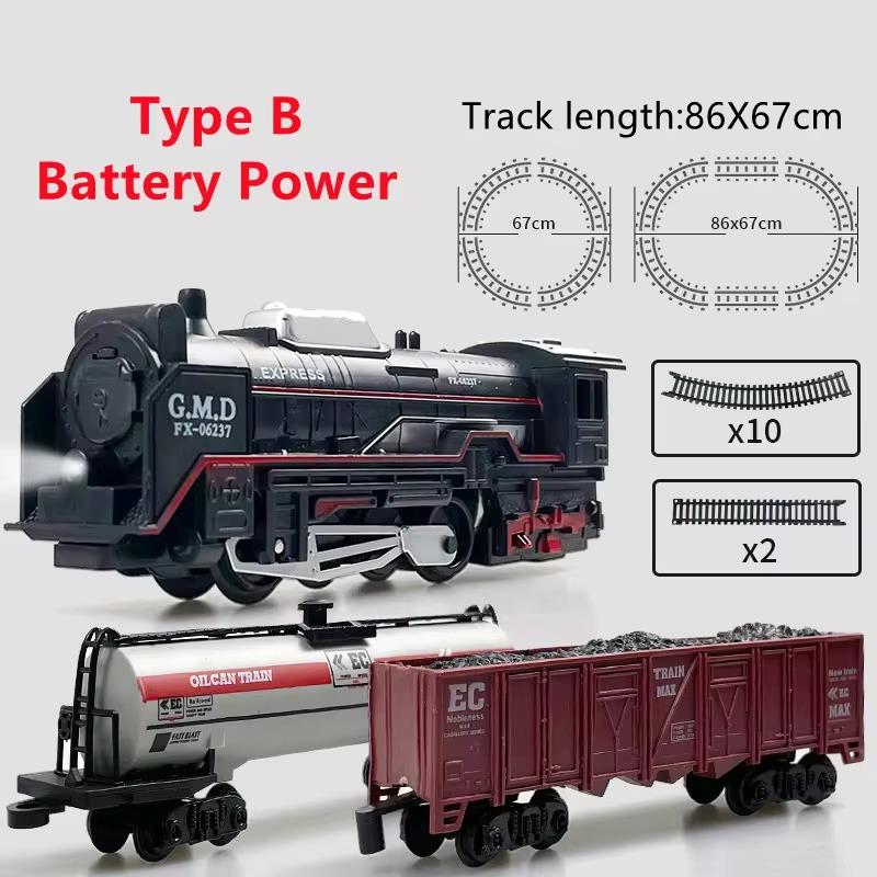 Christmas Train Set Toys for Kids with Lights Train Locomotive Engine Railway Kits Carriages Tracks Model Toddler Birthday Gifts