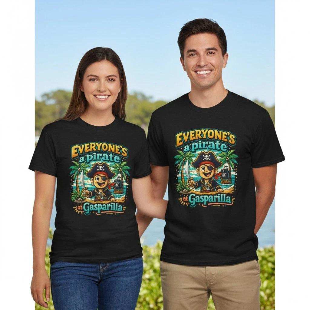 Everyone s a Pirate Gasparilla Tampa Florida T-Shirt | Pirate Skull Island Tee 4XL