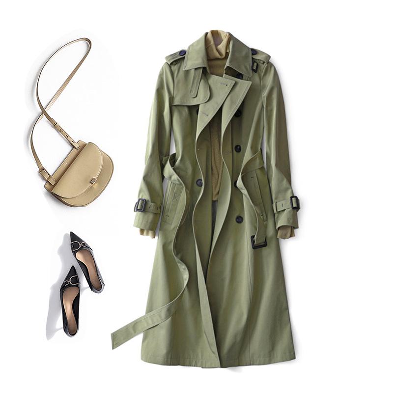 

тренч женский новая весенняя одежда средней длины ранняя весна тонкая куртка модная женская одежда XXL чёрный