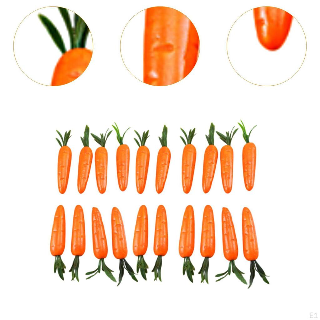 20Pcs Simulation Easter Carrots Mini Ornaments Decorative Kitchen Desktop Party Supplies