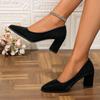 Solid Color Plus Size 36-43 Thick Square Heels Pumps for Women High Heel Pointed Toe Basic Pumps 2025 Autumn Slip On Party Shoes