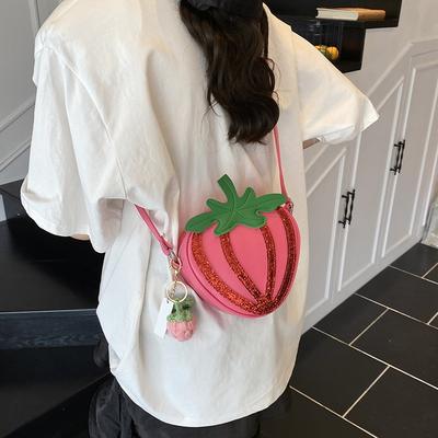 Mini bolsa de morango para frutas, bolsa de design de nicho personalizada, bolsa para menina, criança, estudante, bolsa de ombro mensageiro da moda
