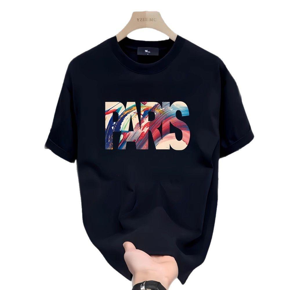Trendy Brand Short-Sleeved Pure Cotton Men'S Printed T-Shirt Trendy Men'S And Women'S Versatile Round Neck T-Shirt Men'S