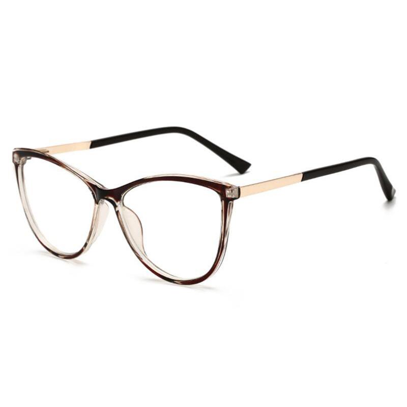 Blu-ray Blocking Cat Eye Nearsighted Eyeglasses Fashion PC Oval Prescription Spectacle 0 to -6.0 for Women Men