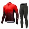 Mens Long Sleeve Cycling Jersey Set Breathable Quick Dry Bike Riding Sportswear