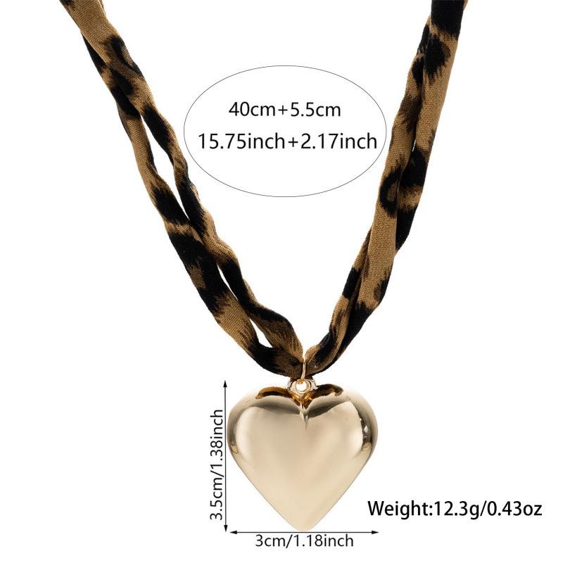Cross-Border Leopard Print Cotton Necklace with Flowers & Hearts