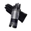 Winter Plaid Gloves Touchscreen Warm Fleece Lining Embroidered Flowers Windproof Non Slip Grips Cold Weather Hand Protection