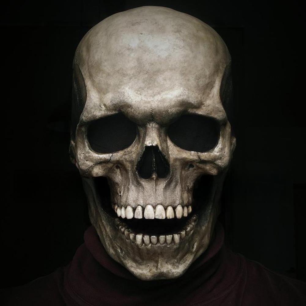 Halloween Animated Talking Mask Glowing Green Eyes Skull Mask Animated Moving Jaw Skull Realistic Halloween Prop Full Head Halloween Skull Mask