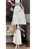 2024 Iridescent White A-line High-Waisted Gauze Midi Skirt - Fairy Summer