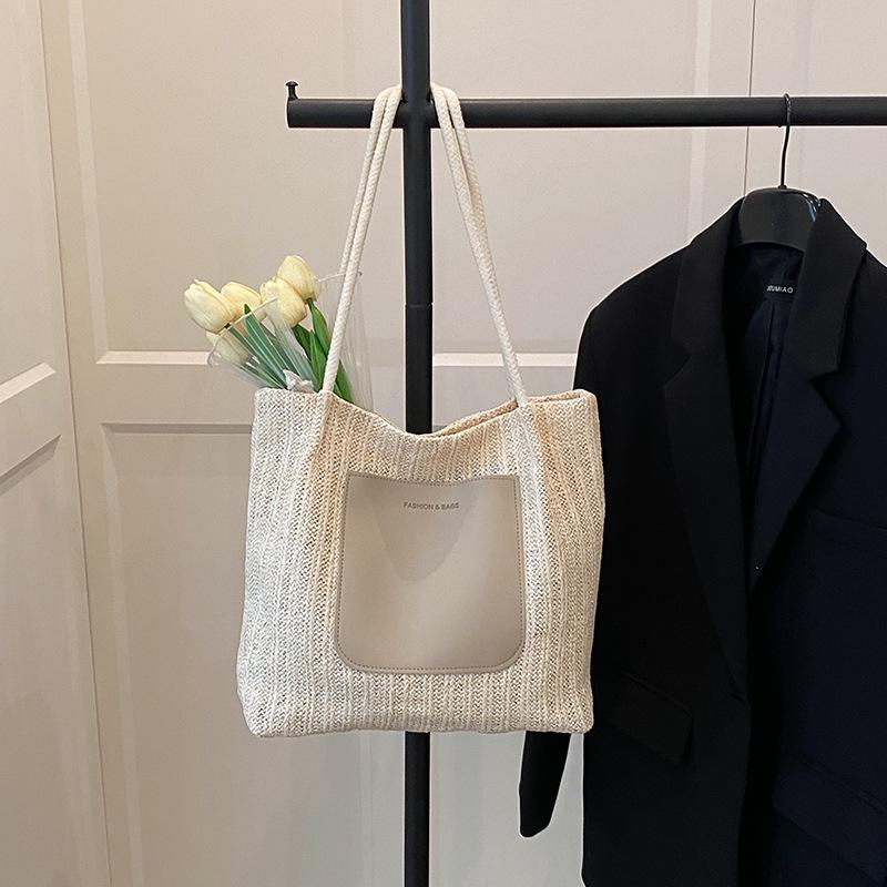 Summer straw woven bag women's new large-capacity woven shoulder bag high value sense niche tote bag bag