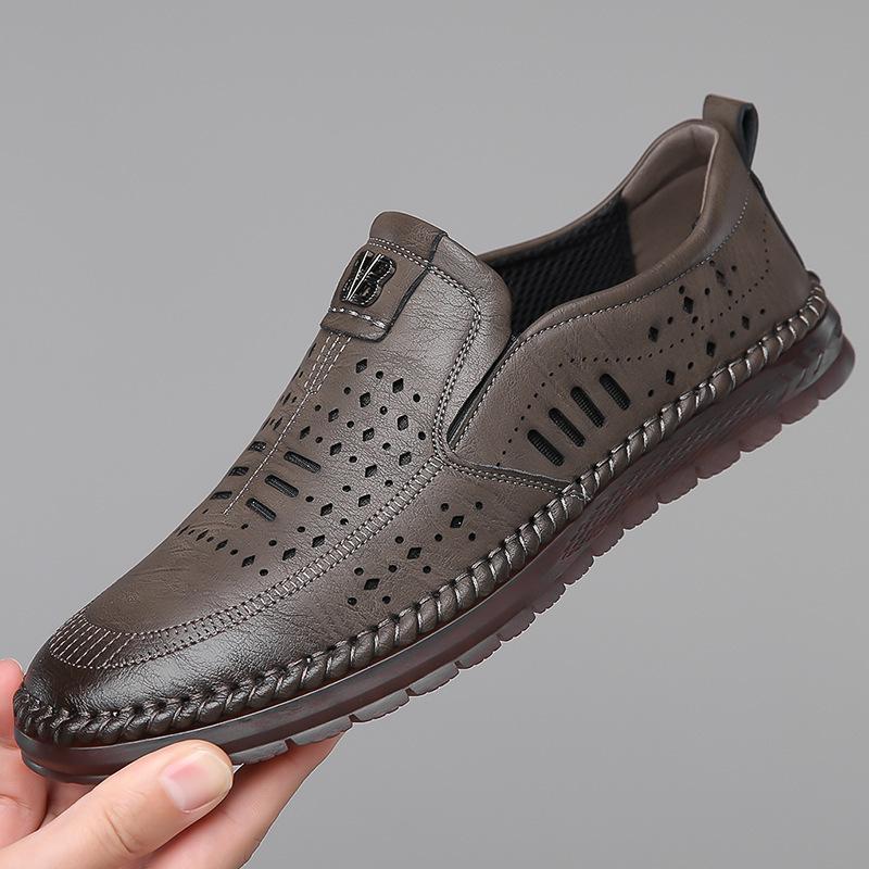 

Leather shoes men s 2025 spring new business casual shoes, one pedal beef tendon soft sole, middle-aged dad driving shoes 44