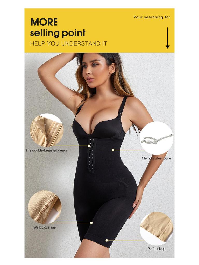 High Waist Seamless Tummy Control Pants with Adjustable Row Button - Plus Size Postpartum Body Shaper & Hip Lift