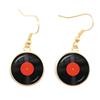 Retro CD Record Drop Earring Disc Classic Music Gramophone Record Glass Cabochon Earrings Gift for Music Loves