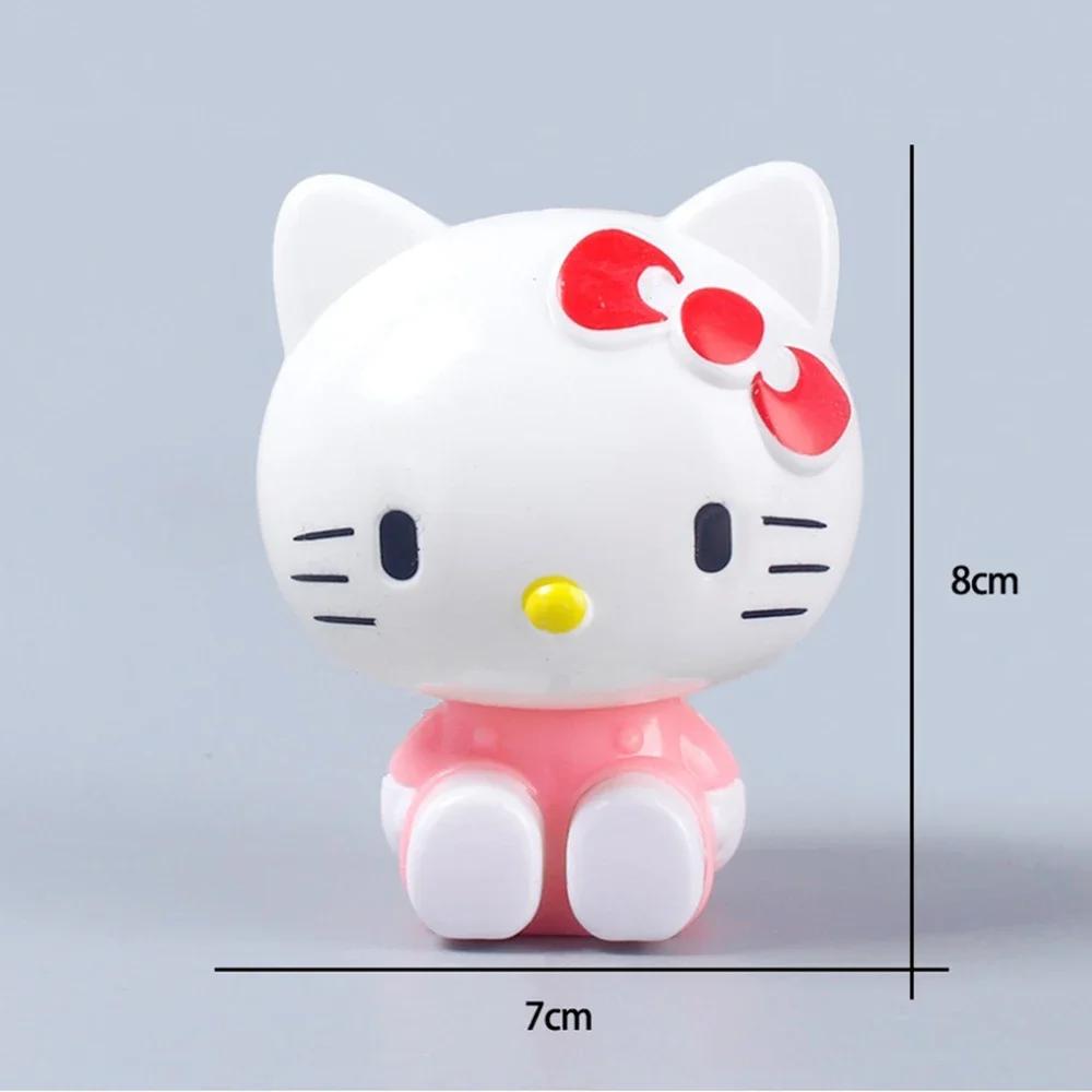 Hello Kitty Kuromi Melody Cinnamoroll Action Figure Toys Dolls Model Ornament Desktop Sanrio Kids Birthday Gifts Cake Decoration