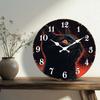 Black Cat with Fiery Eyes Wall Clock - Mysterious Felis Catus Design Round Timepiece, Dark Themed Home Decor, Silent Quartz Cloc