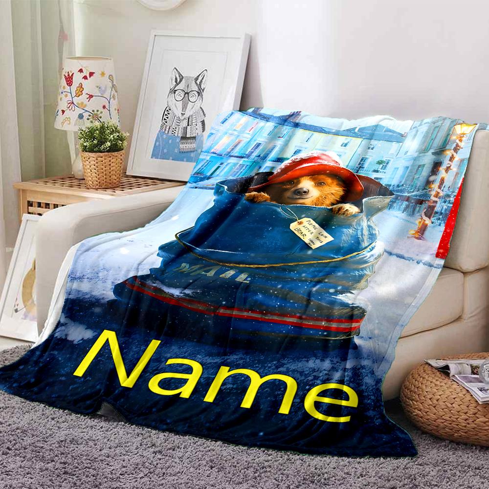 Customiz Name Personality Paddington Bear Blanket Soft &Warm Sofa Office Bed Travel Lunch Break Blanket, Gift Suitable All Seasons