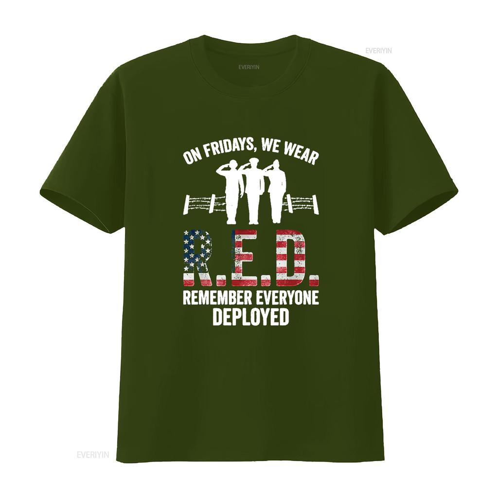Mens On Fridays We Were Red Remember Everyone Deployed T Shirt Black 2X Large vintage Washed streetwear Casual Soft homme