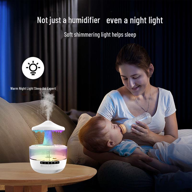 Mushroom-Shaped Rain Cloud Humidifier & Aroma Diffuser with Seven-Color Sleep Light