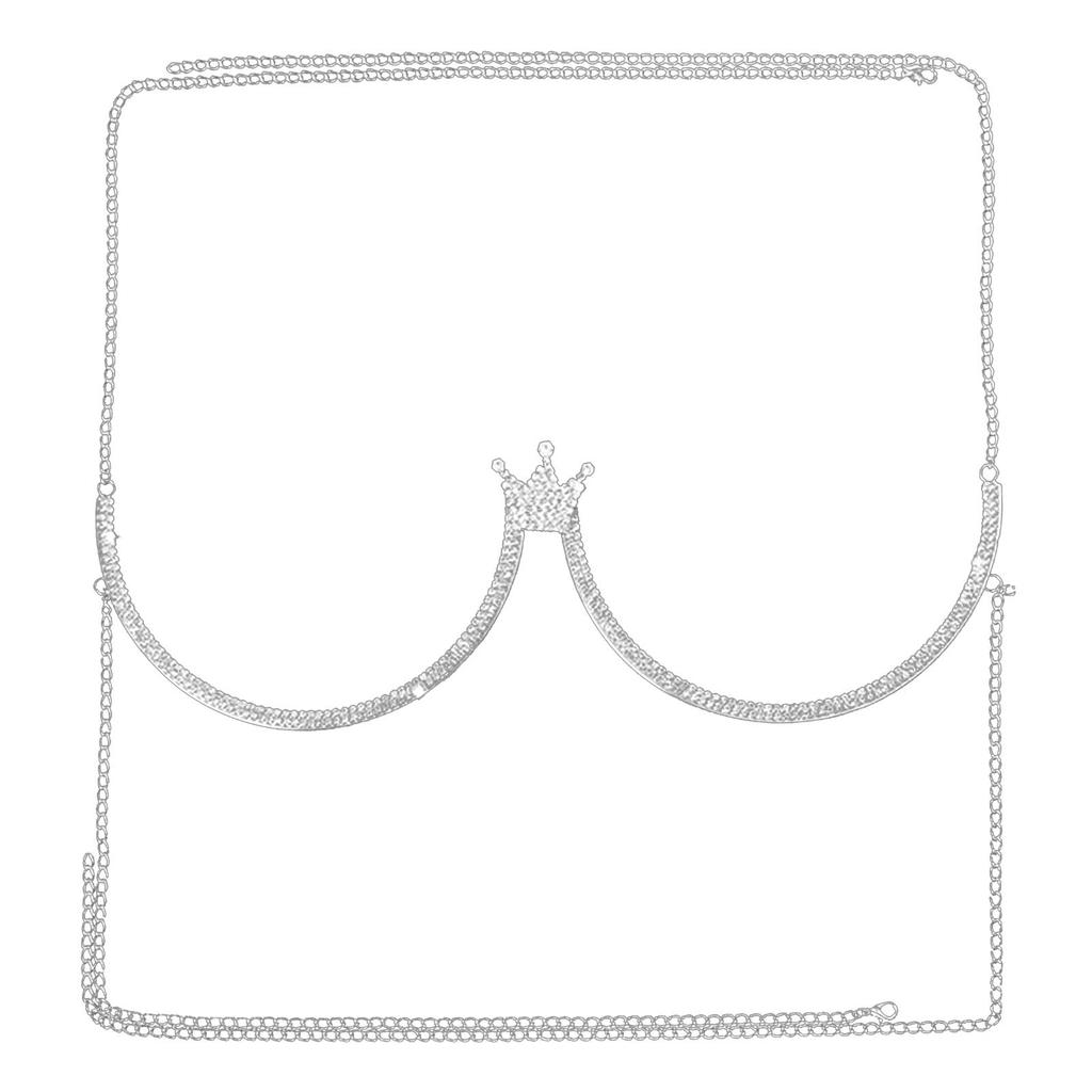 Chest Bracket Bra Chain Body Jewelry Bikini Crystal Body Chain Rhinestone Bra Underwear Chain Alloy Material for Women