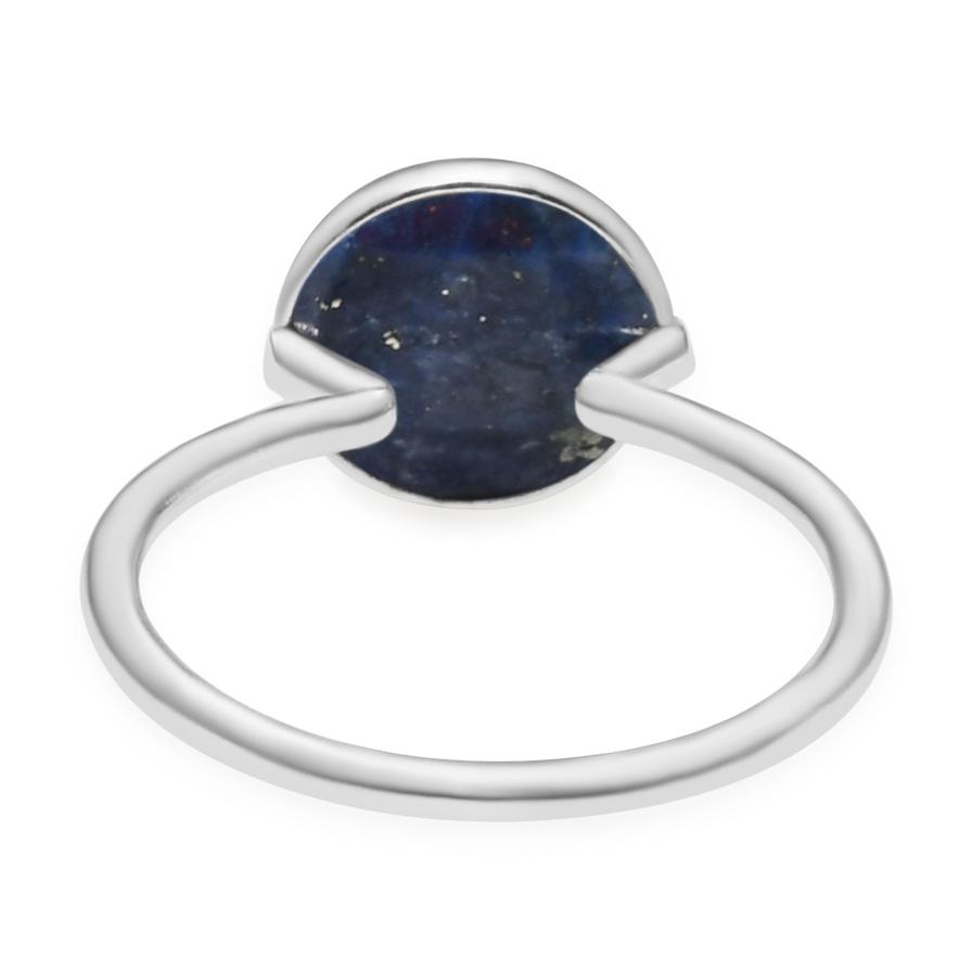 Natural Lapis Lazuli Gemstone Ring, 925 Sterling Silver, Solitaire Ring, Round Gemstone, Handmade Ring Jewelry, Gift for Easter, Ring Size - 5