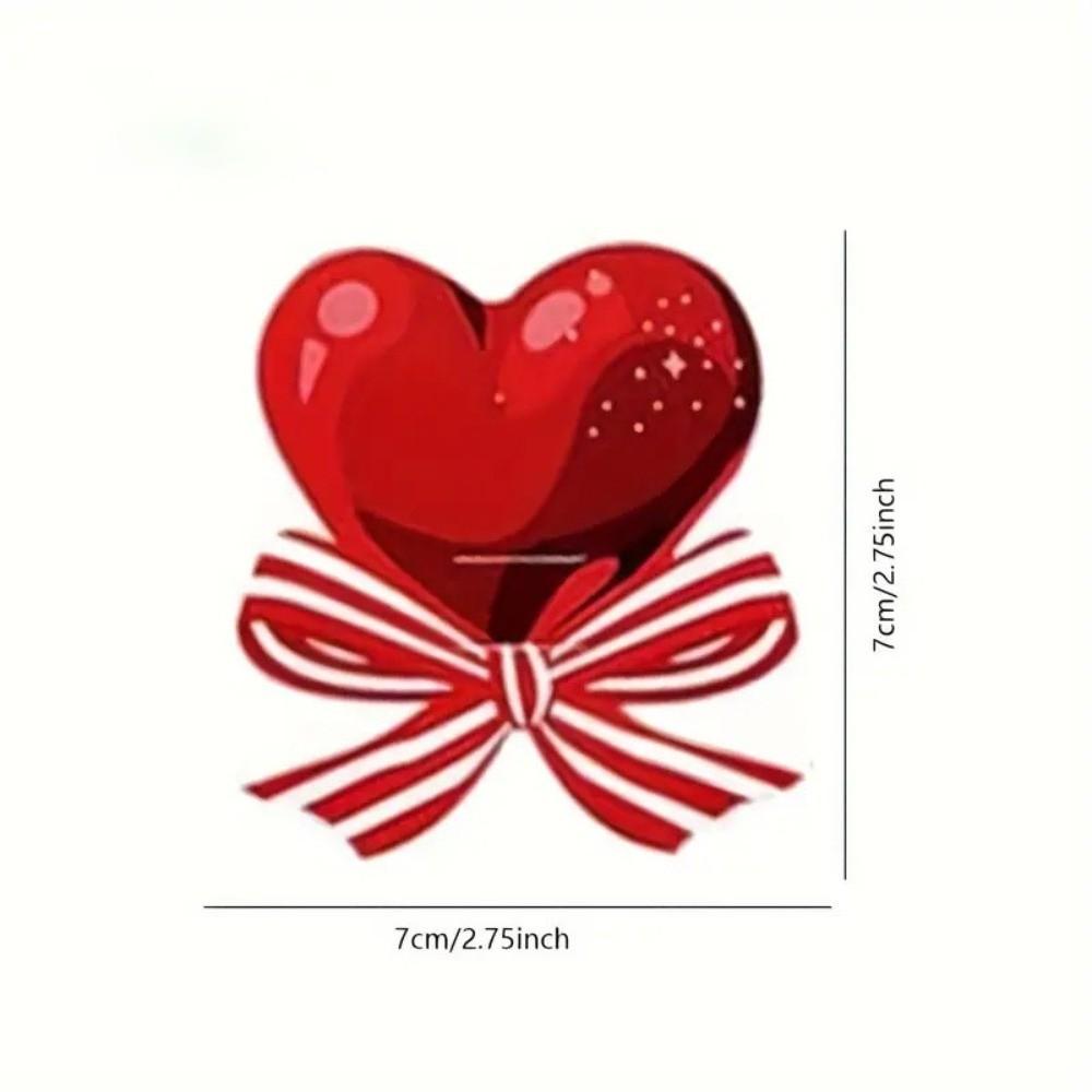 50PCS Heart-shaped Lollipop Cardstock Bow Multi-purpose Heart Bow Candy Card Decorative Valentine's Day Card