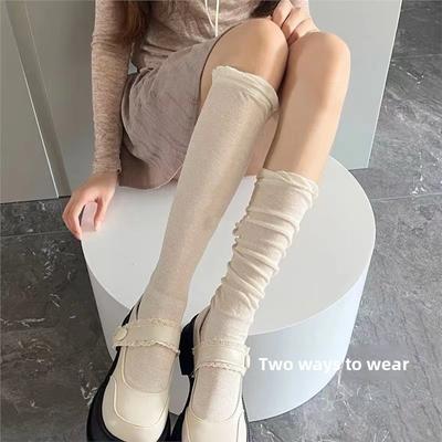 Thin Calf Socks, Women's Puffed Socks, Breathable Long Socks, Ballet-style Socks, Long Stockings
