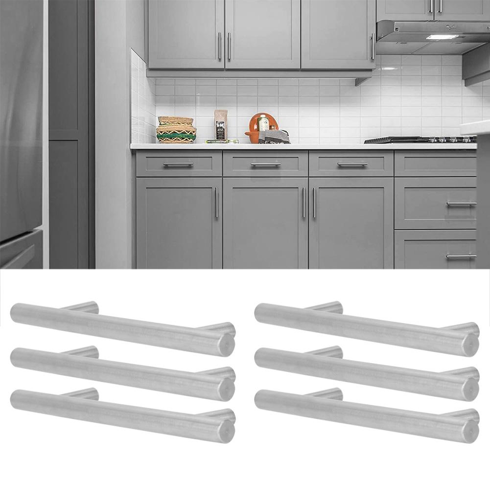 6 Stück Edelstahl T-Stangengriff Langlebige Möbelbeschläge für Kleiderschränke Schublade Schrank Schuppen