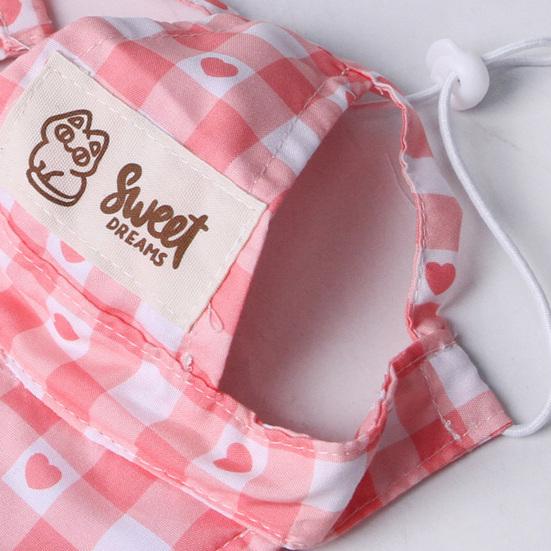 Pet Sun Hat Plaid Cat Baseball Cap with Ear Holes Adjustable Elastic Cord Cute Print Brimmed Cap for Cats And Dogs Sun Protection Outdoor Walking