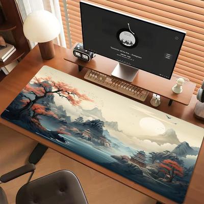 Chinese Landscape Mouse Pad Ink Art Non-slip Mat Large Pc Gamer Keyboard Deskmat Gaming Accessories Computer Mousepad XXL