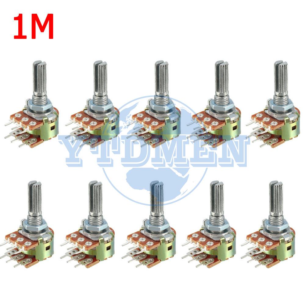 10PCS WH148 15mm/20mm 6pin Dual-gang Potentiometer 10K 1K 2K 5K 20K 50K 100K 250K 1M Variable Resistor for Audio Volume Control
