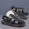Genuine Leather Men's Summer Sandals - Closed Toe, Non-Slip Outdoor & Driving Shoes with Trendy Cowhide Sole