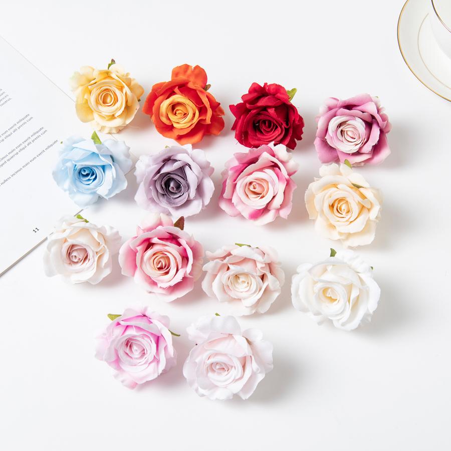 100Pcs Silk Rose Artificial Flower Hot sale Christmas Wedding Bridal Bouquet Home Outdoor Garden Diy gift box Scrapbook Material